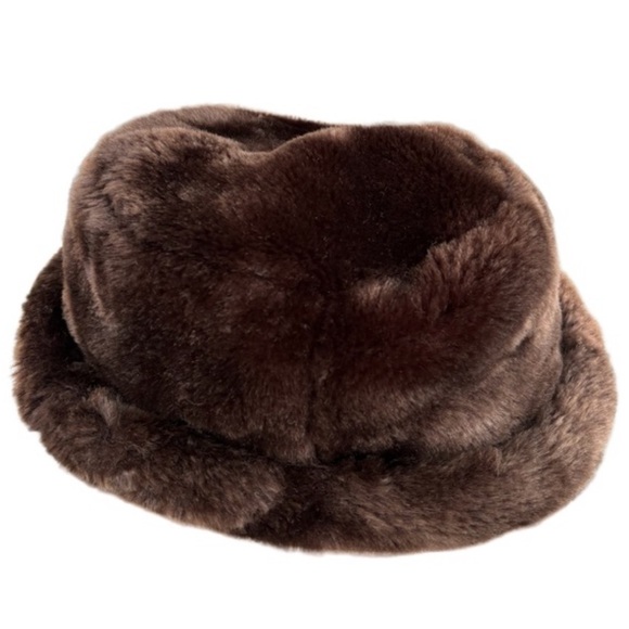 Luxury Fur Bucket Hat Faux Fur Mink Vintage Plush Chocolate Brown Retro One Size - Picture 4 of 15